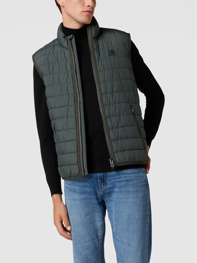 Marc O'Polo Bodywarmer met labelpatch, model 'Lightdown' Olijfgroen - 4