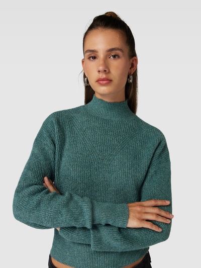 Noisy May Gebreide pullover met opstaande kraag, model 'NELLA' Rietgroen - 3