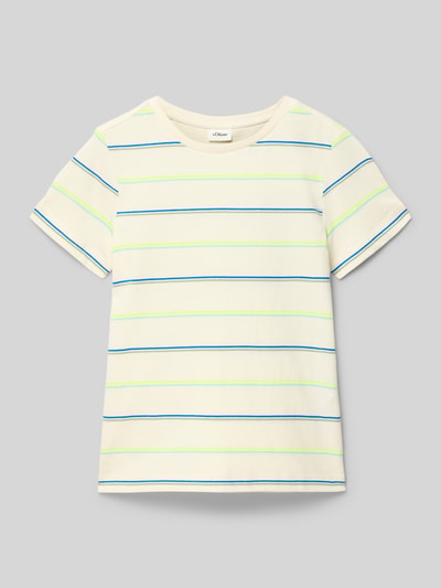 Produktfoto, Regular Fit T-Shirt aus Baumwoll-Mix von s.Oliver RED LABEL, Kinder T-Shirt mit Optik: Allover-Muster, gestreift, Rundhals, Kurzarm, weiche Oberfläche