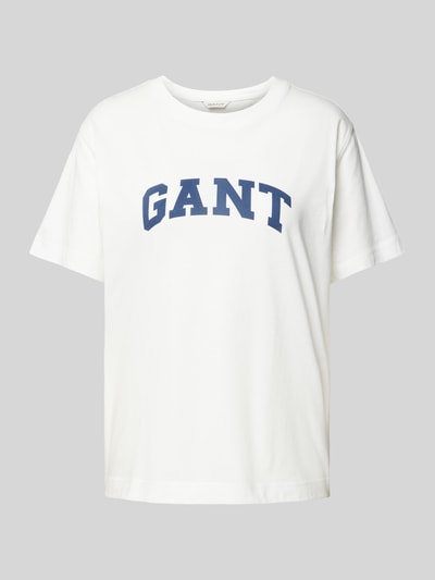 Gant T-Shirt mit Label-Print Offwhite 2