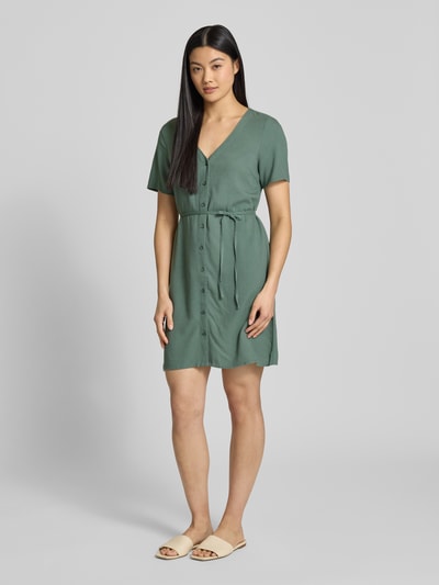Vero Moda Loose fit mini-jurk van een mix van viscose en linnen, model 'MYMILO' Lindegroen - 1