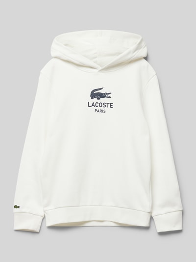 Lacoste Bluza z kapturem z nadrukiem z logo Złamany biały 1