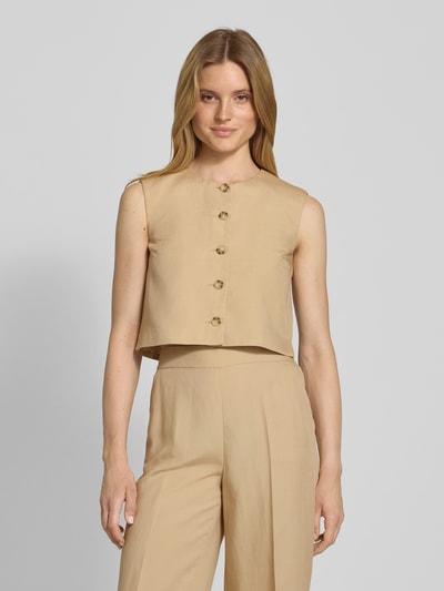 Zero Gilet met doorknoopsluiting Zand - 4