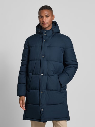 Christian Berg Men Steppmantel mit Kapuze und Eingrifftaschen Blau 4