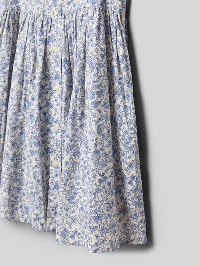 Productfoto, 'Körpernahes Freizeitkleid aus reiner Baumwolle' van Polo Ralph Lauren Kids met all-over bloemenmotief in blauw-wit, gemaakt van popeline van puur katoen, detailopname.