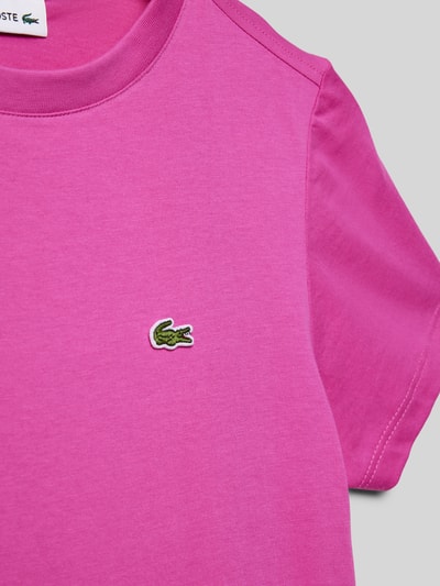 Lacoste T-shirt z wyhaftowanym logo Fuksjowy 2