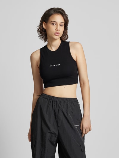 Sixth June Cropped Tanktop in Ripp-Optik Black 4