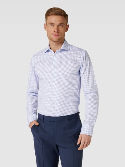 Bruun & Stengade Slim fit zakelijk overhemd met all-over motief, model 'UNITAS' Lichtblauw - 4