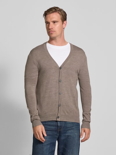 Christian Berg Men Gebreid jack met V-hals Roodbruin gemêleerd - 4