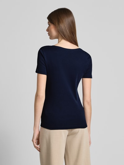 Christian Berg Woman T-Shirt mit geripptem V-Ausschnitt Dunkelblau 5