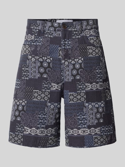 Les Deux Korte broek in all-over look, model 'Ryder' Marineblauw - 2