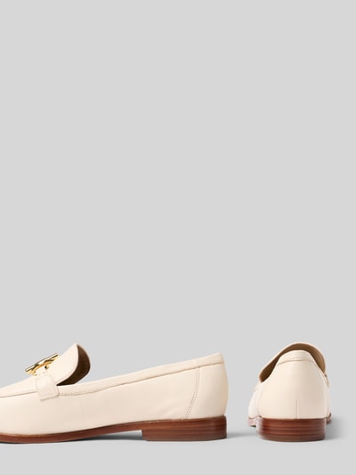 Produktfoto, Loafer aus echtem Leder Modell 'BLAIKE' von Lauren Ralph Lauren, unifarbene Optik, spitze Schuhspitze, Blockabsatz, leicht strukturierte Sohle.