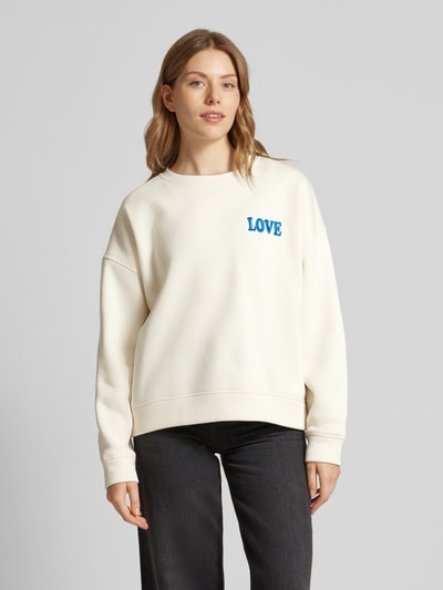 ICHI Sweatshirt mit Motiv-Stitching Modell 'MERELLA' Offwhite 4