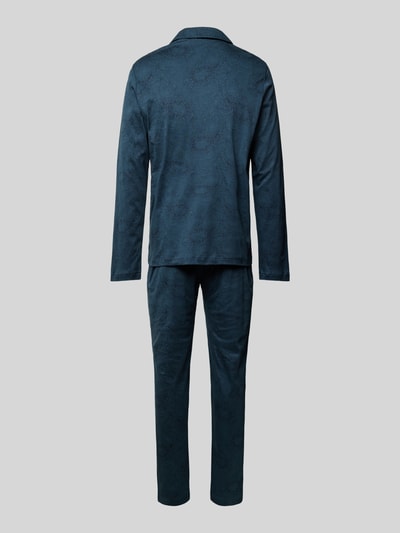 Schiesser Pyjama mit Knopfleiste Jeansblau 3