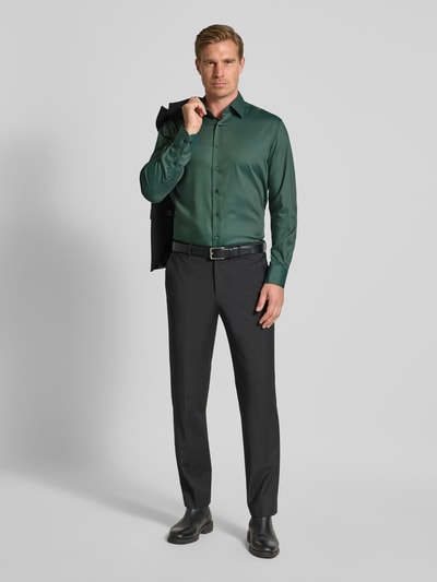 ETERNA Modern Fit Businesshemd mit Knopfleiste Dunkelgruen 1