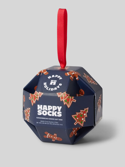 Happy Socks Socken mit Label-Schriftzug Modell 'Gingerbread' Blau 3