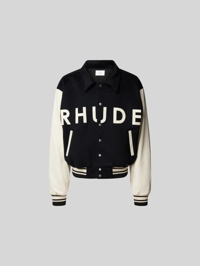 RHUDE Lederjacke mit Druckknopfleiste Black 2