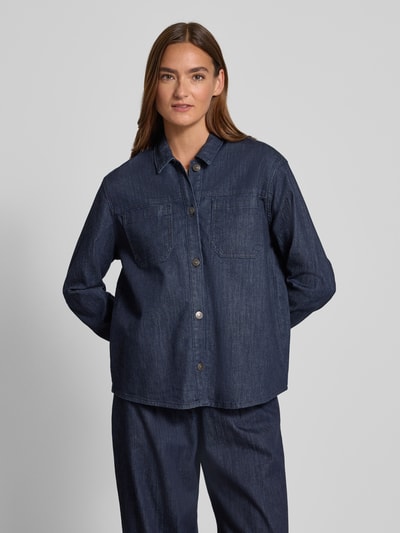 More & More Overhemdblouse met knoopsluiting Jeansblauw - 4