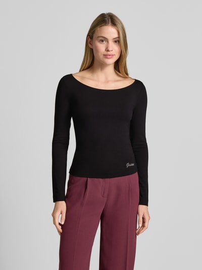 Guess Shirt met lange mouwen en geribde boothals Zwart - 4
