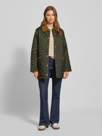 Barbour Regular fit gewatteerd jack met corduroy, model 'MODERN LIDDESDALE' Olijfgroen - 1