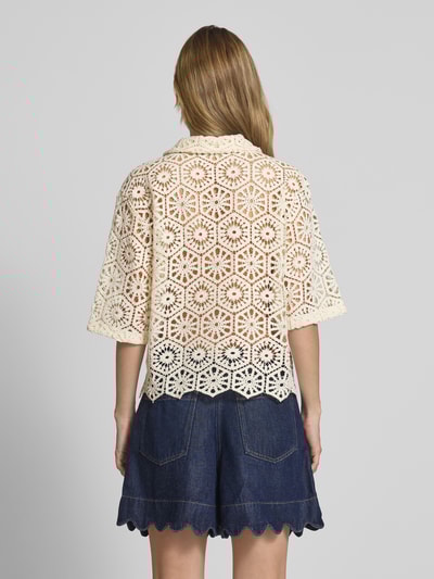 Smith and Soul Bluzka o kroju relaxed fit z koronki szydełkowej Złamany biały 5