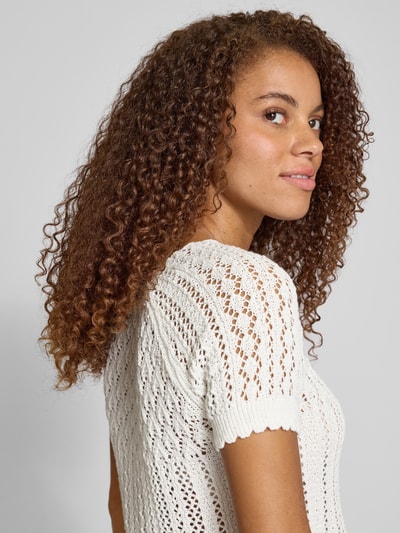 Only Regular fit gehaakt T-shirt van katoenmix, model 'NOLA' Offwhite - 3