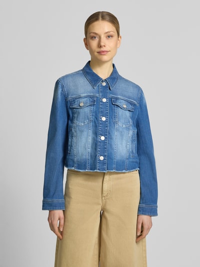 Marc Cain Kort jeansjack met franjes Blauw gemêleerd - 4