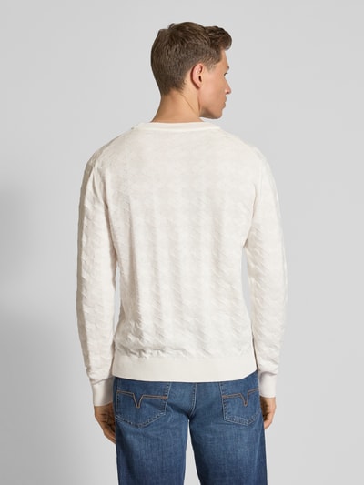 HUGO Gebreide pullover met ribboorden, model 'Sargyle' Wit - 5