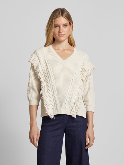 Marella Strickpullover mit V-Ausschnitt Modell 'NOROIS' Offwhite 4