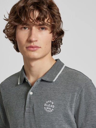 Blend Regular fit poloshirt met ribboorden, model 'NATE' Donkergrijs - 3
