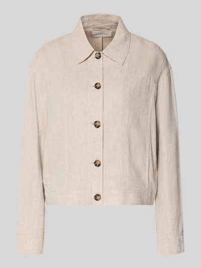 Produktfoto, Jacke aus Leinen-Mix mit Kentkragen Modell 'Viana Ginia' van MSCH Copenhagen, linnenmix met viscose, recht model, knoopsluiting, beige kleur, gladde textuur