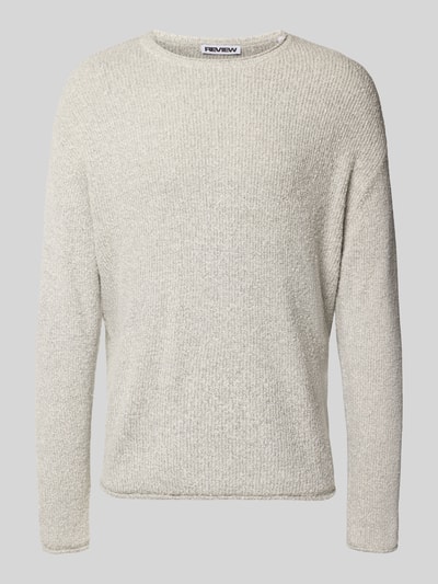 REVIEW Strickpullover mit gerippten Abschlüssen Hellgrau 2
