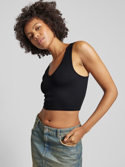 Only Crop Top mit Feinripp Modell 'GWEN' Black 3