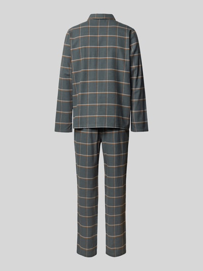 Schiesser Relaxed fit pyjama met kentkraag Aquablauw - 3