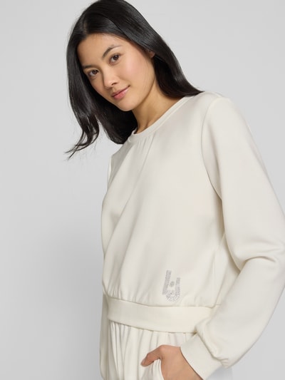 LIU JO SPORT Sweatshirt mit Strasssteinbesatz Offwhite 3