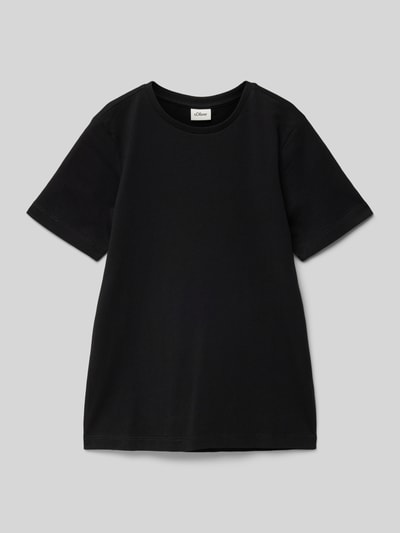 s.Oliver RED LABEL T-shirt o kroju regular fit z czystej bawełny Czarny 1