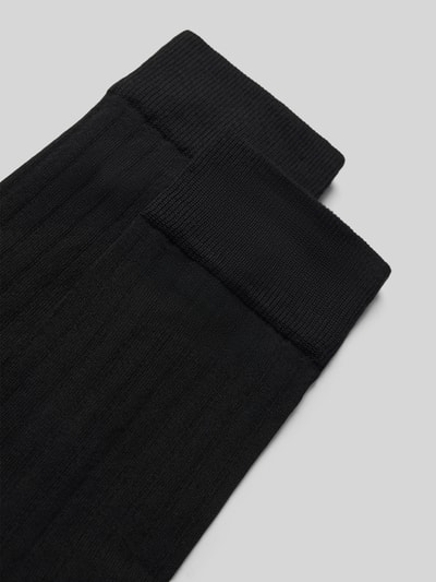 Produktfoto, Socken aus Baumwoll-Mix im 2er-Pack von Christian Berg Men in Schwarz, gerippte Struktur, elastisches Bündchen, Label-Print, Herren Socken