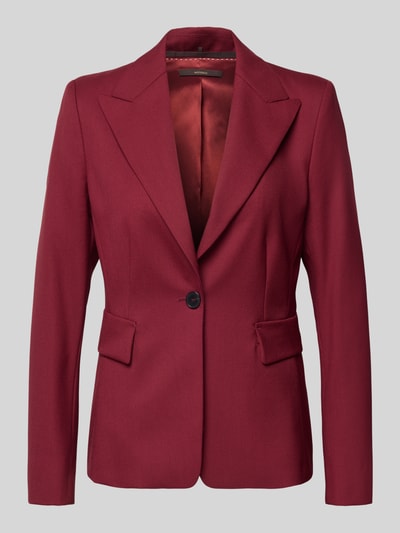 Produktfoto, Regular Fit Anzugblazer mit Reverskragen von Windsor in dunklem Rot, Acetat-Mix, taillierte Passform, Knopfverschluss, glatte Textur. Kontext: Rückenlänge 62 cm, Brustweite 44 cm, Ärmellänge 63 cm bei Größe 36.