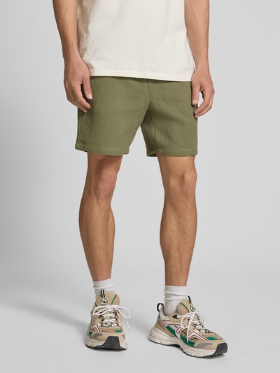 Only & Sons Shorts mit Strukturmuster und elastischem Bund Modell 'BERTIL' Oliv 4