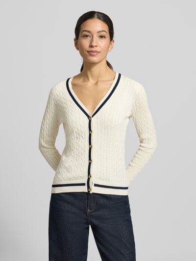 Christian Berg Woman Gebreid jack met V-hals Offwhite - 4