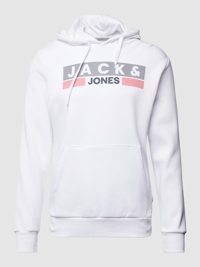 Jack & Jones Hoodie mit Label-Print Modell 'CORP' Weiss 1