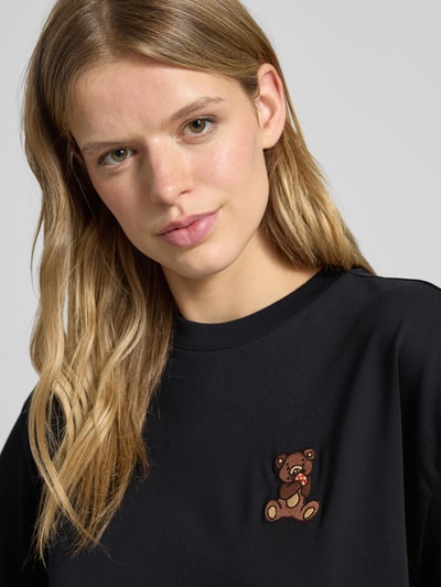 Review Oversized T-shirt met motiefstitching Zwart - 3