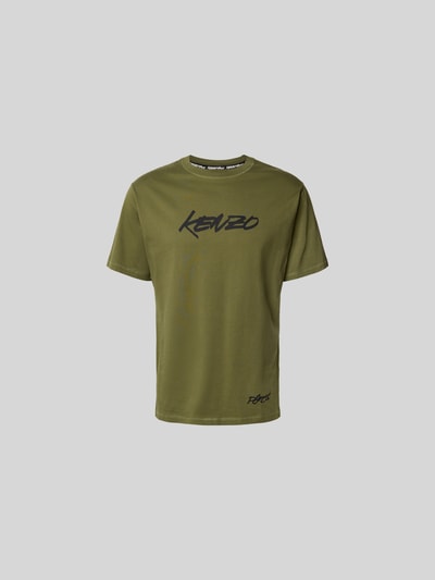 Kenzo T-Shirt mit Label-Print Khaki 2