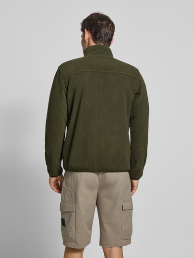 Lerros Fleecejack met opstaande kraag en labeldetail Olijfgroen - 5