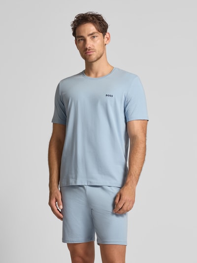 BOSS Regular fit T-shirt van mix van katoen en elastaan Lichtblauw - 4