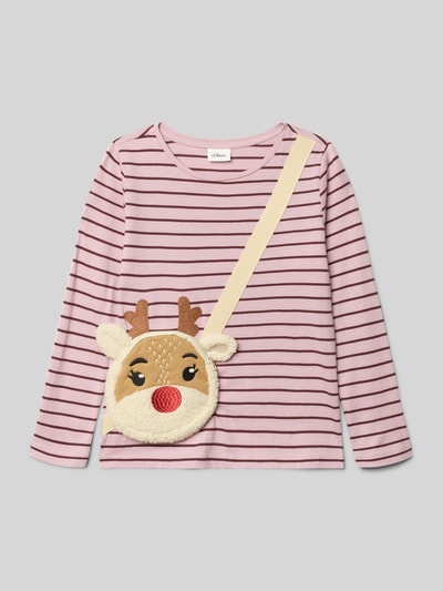 s.Oliver RED LABEL Bluzka z długim rękawem o kroju regular fit z mieszanki dżerseju i bawełny Fiołkoworóżowy 1