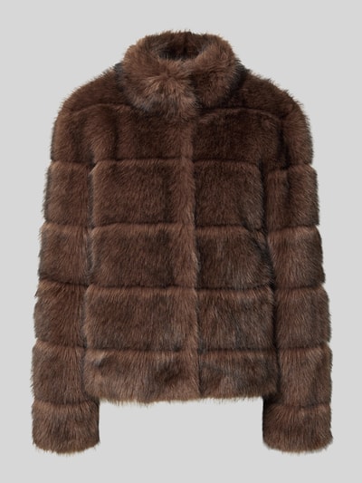 PETITE M. Regular fit jack van imitatiebont Donkerbruin - 2