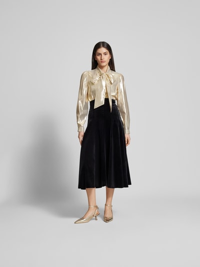 Self-Portrait Schluppenbluse aus Viskose-Mix Gold 1