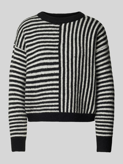 Vero Moda Regular Fit Strickpullover mit Streifenmuster Modell 'URANUS' Black 2