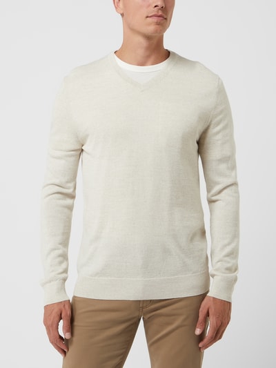 Christian Berg Men Pullover van wolmix  Ecru gemêleerd - 4